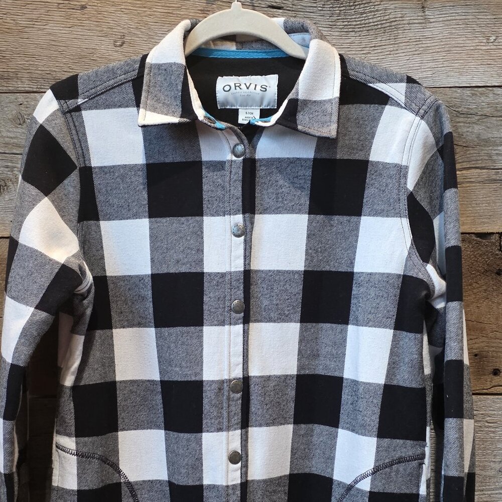 ✨ Orvis Womens Fleece Lined Button Down Flannel Shirt Jacket Size Small ✨